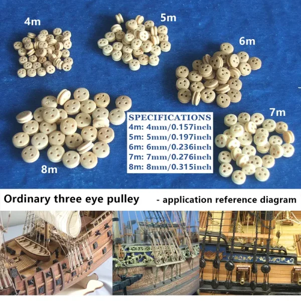 Accessories for classical sailboat models - pulley models