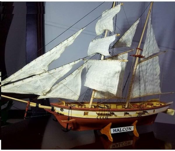 GAWEGM Wood Ship Models Kits to Build for Adults - 1840 Halcon Baltimore 1/100 Scale Ancient Sailing Ship Model Kit with Retro Accessories, for Collection, Novice Practice, Handmade Miniature : Arts, Crafts & Sewing - 图片 5